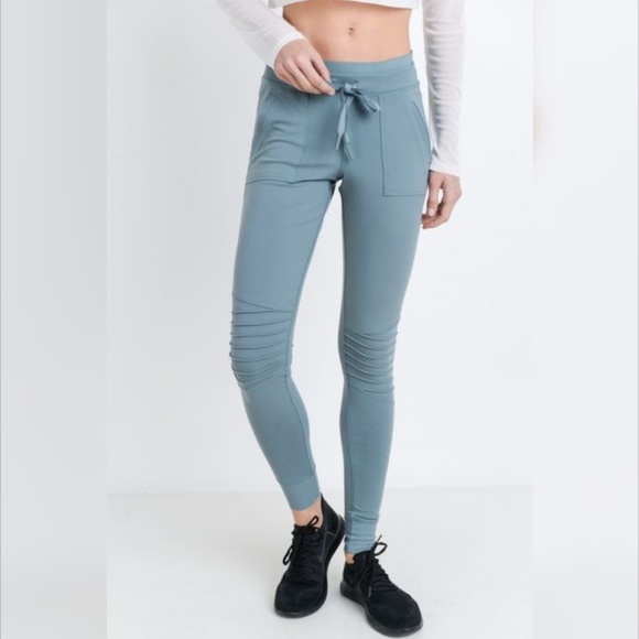 Mono B Pants - New Skinny Cargo Moto Hybrid Joggers - Dusty-Blue9